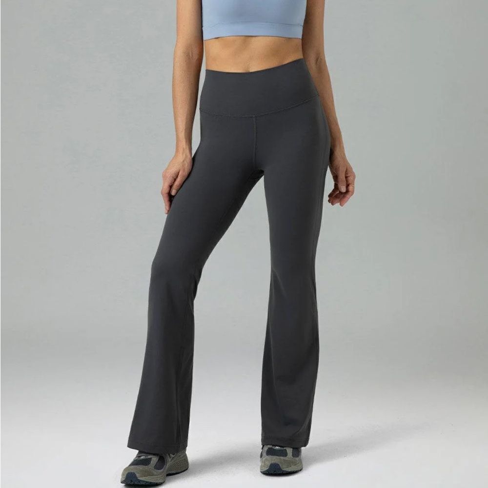 Colorfulkoala Dreamlux Yoga Flare Legging Pant Dark Carbon Gray Large NEW